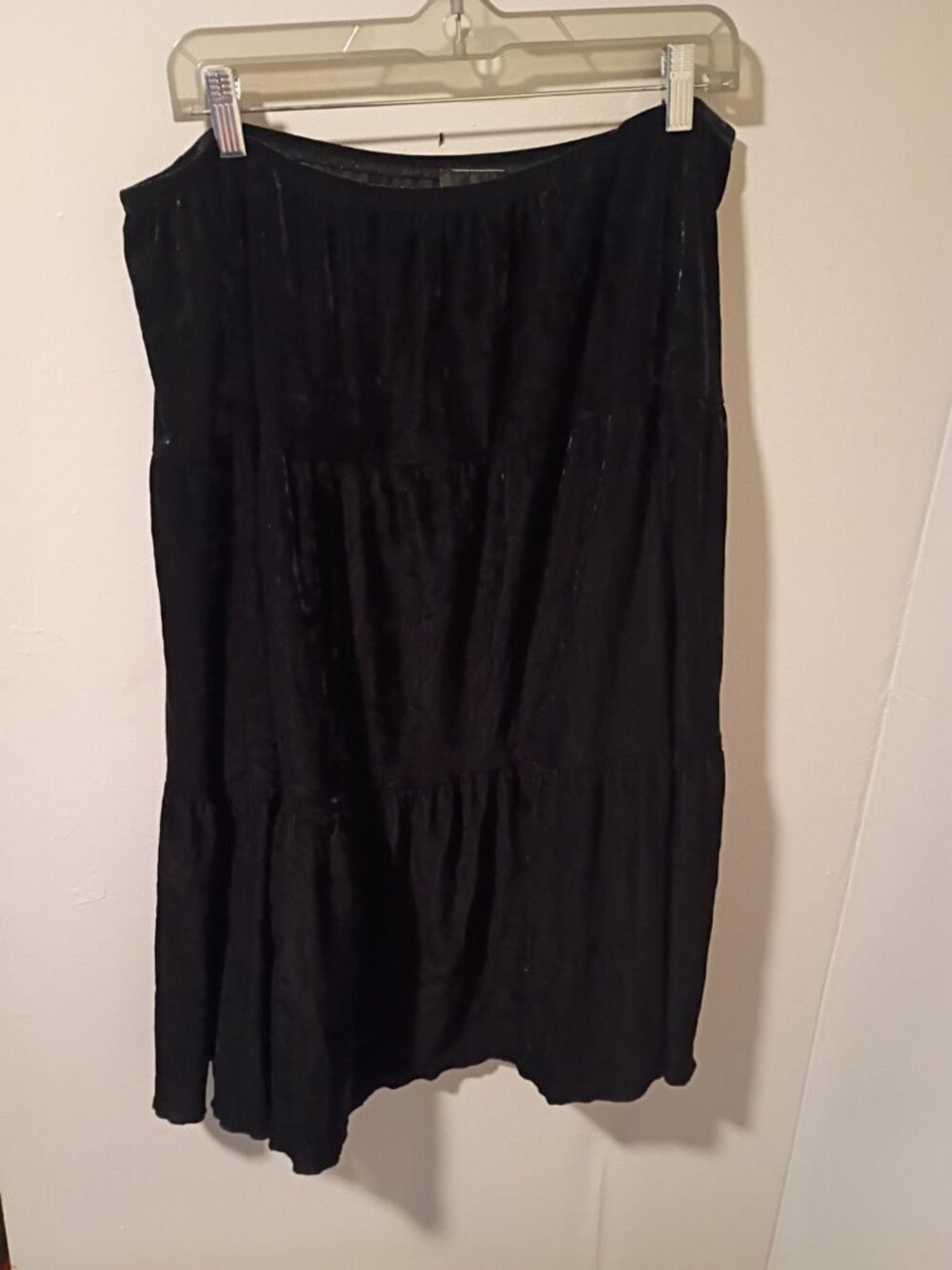 I.N. Studio Vintage Womens Plus 1X Whitchy Whimsy Goth Black Velvet Midi Skirt